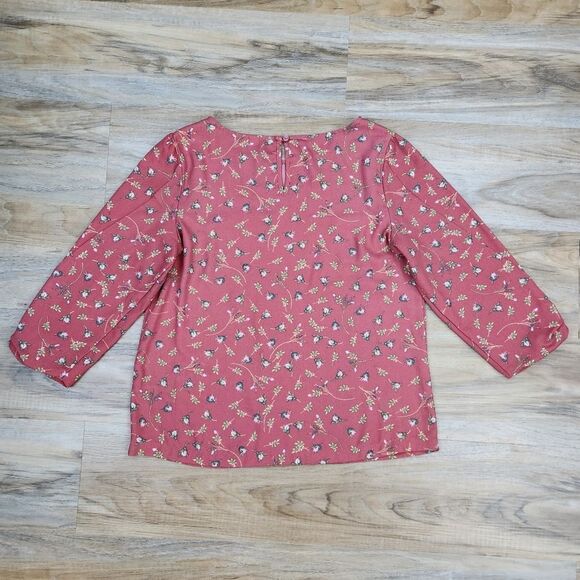 💛Lauren Conrad Dusty Pink Floral Lightweight Top Small - Picture 3 of 12